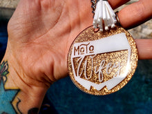 Load image into Gallery viewer, Gold and White Moto Wife Keychain
