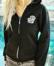 Load image into Gallery viewer, Anti Social Moms Club Hoodie - Black Zip Up Sweatshirt with Hood
