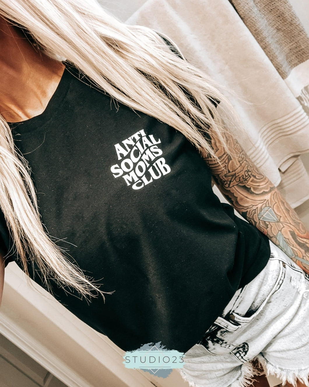Anti Social Moms Club Tee - Black Short Sleeve T-Shirt