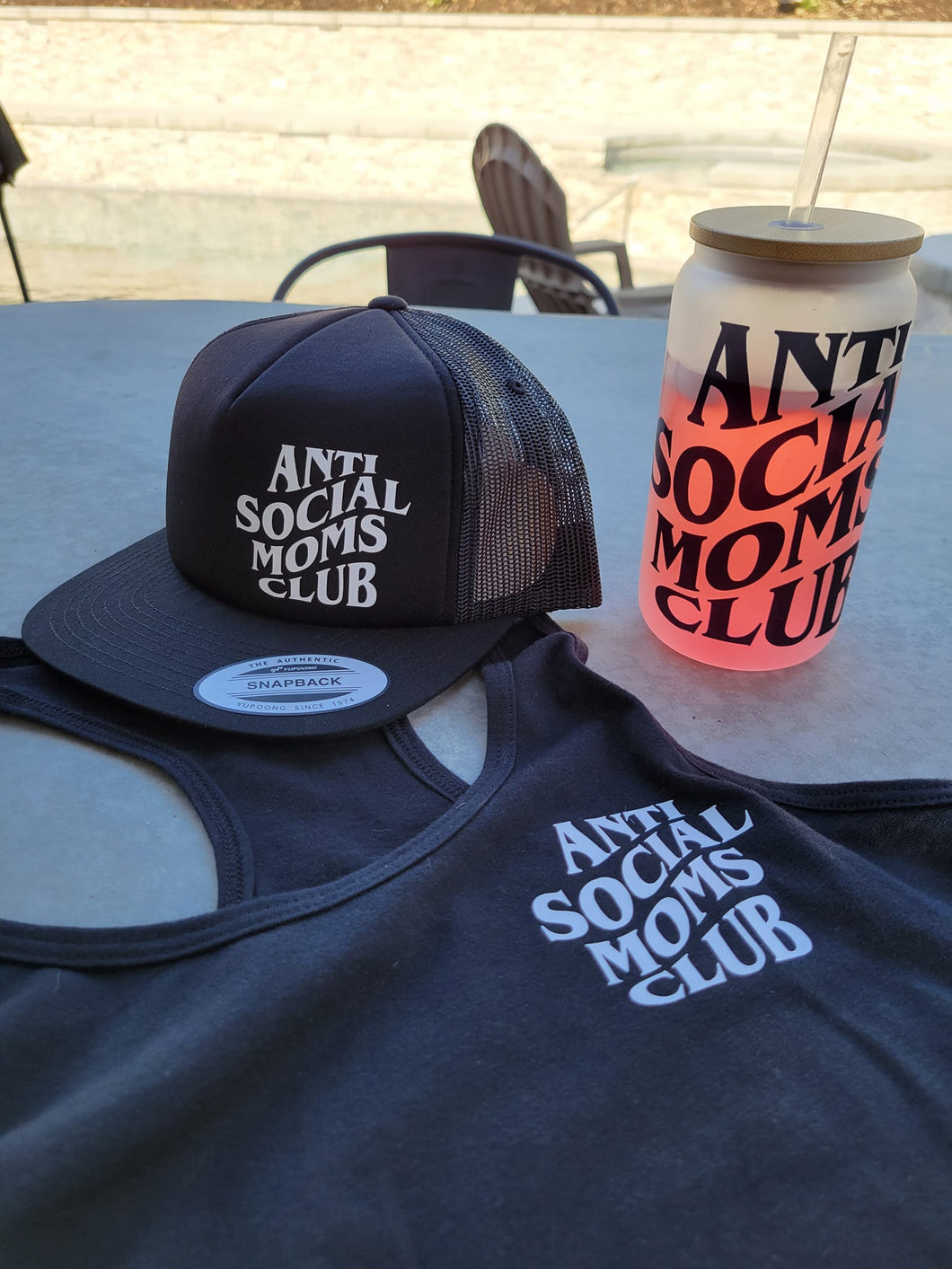 Anti Social Moms Club Tank Top - Black Racerback
