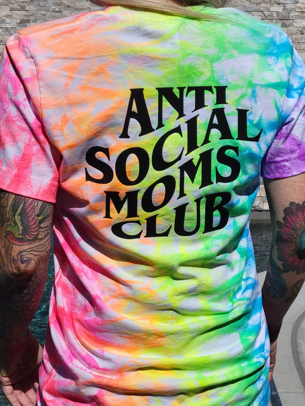 Anti Social Moms Club Tee - Neon Tye Die Short Sleeve T-Shirt